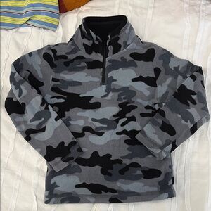 Place Boys Black and Gray Camouflage Zip-Up Fleece